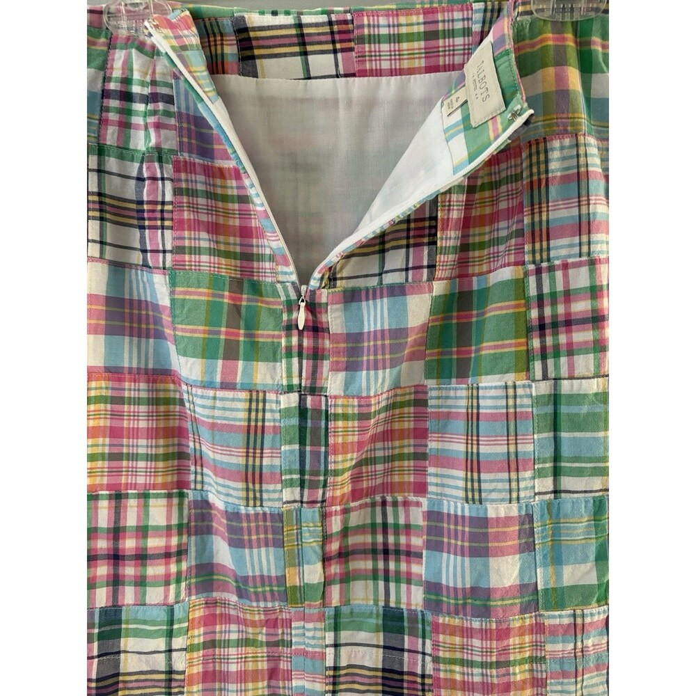 Talbots Patchwork Skirt Womens 4P Pink Blue Green Madras Plaid Preppy Beach - Picture 3 of 13